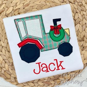 Tractor Wreath Applique Shirt | Boys Personalized Monogrammed Christmas Outfit | Tractor Farm Holiday Shirt | Toddler Holiday Gift Idea |