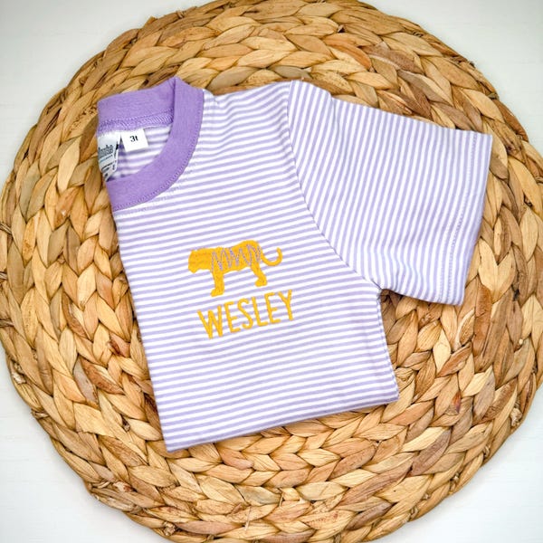 Tiger Print Mini Fussball Shirt: Lila und Gold, Personalisiert