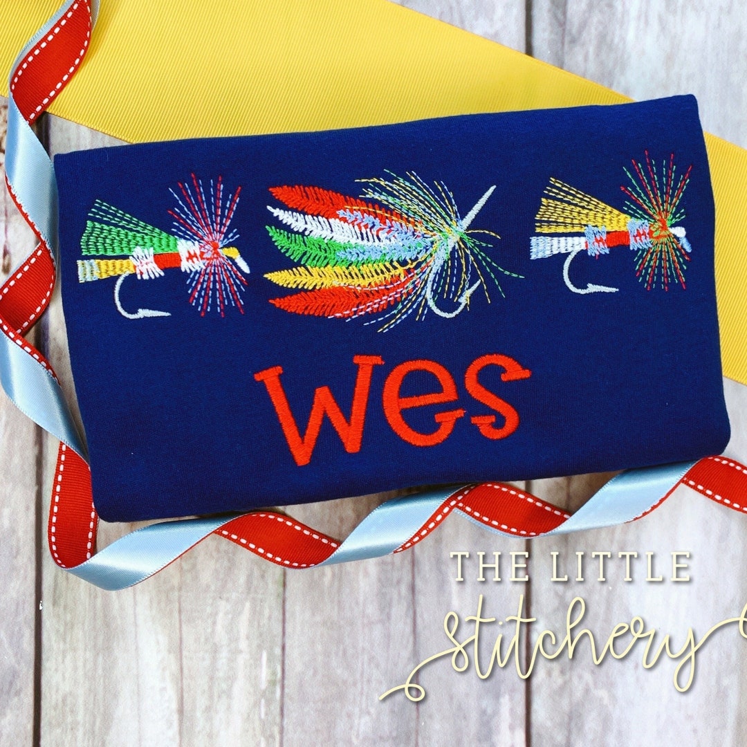 Fishing Lure Embroidered Tshirt Kids Custom Monogrammed Etsy