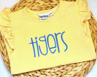 Tigers Ruffle Shirt: Purple and Gold Gameday Outfit