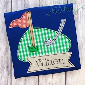 Koszula w kolorze golfowym i z aplikacją klubową | Koszulka golfowa dla chłopców z personalizacją | Strój urodzinowy Hole in One | Spersonalizowana monogramowana koszulka dla dzieci