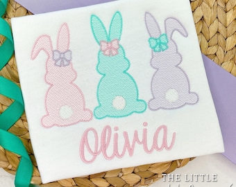 Embroidered Bow Bunny Trio Shirt: Personalized Easter Outfit