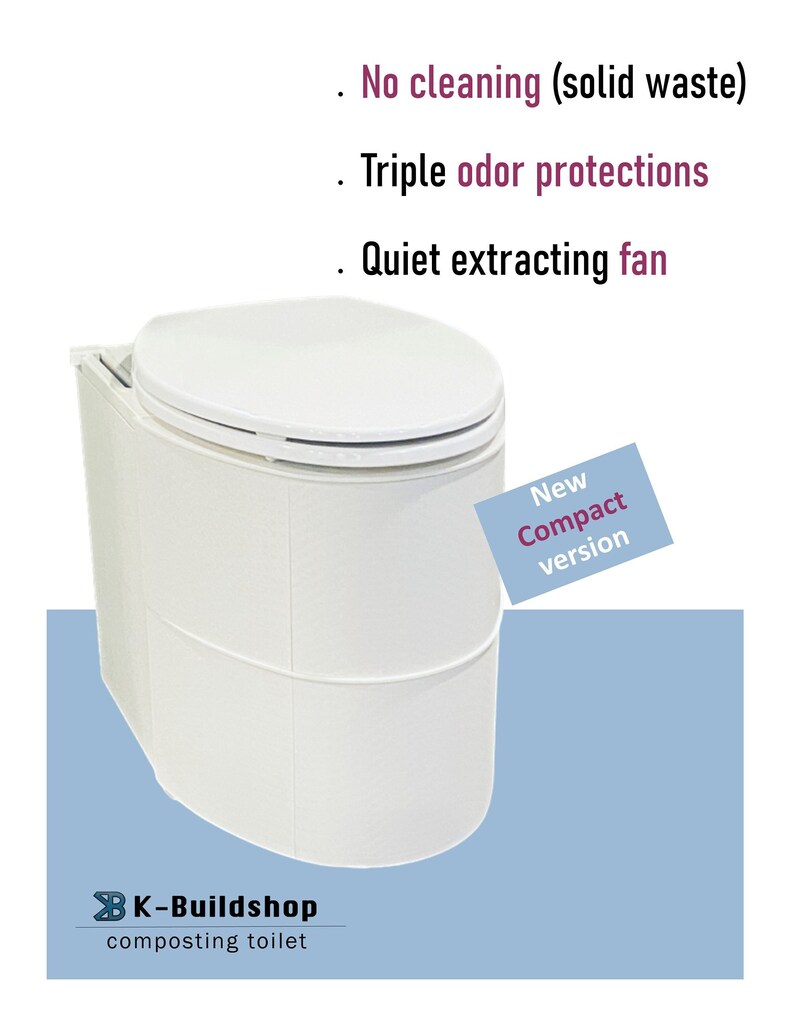 Composting Toilet Compact & Waterless W/ Urine Diverter and Fan for RV