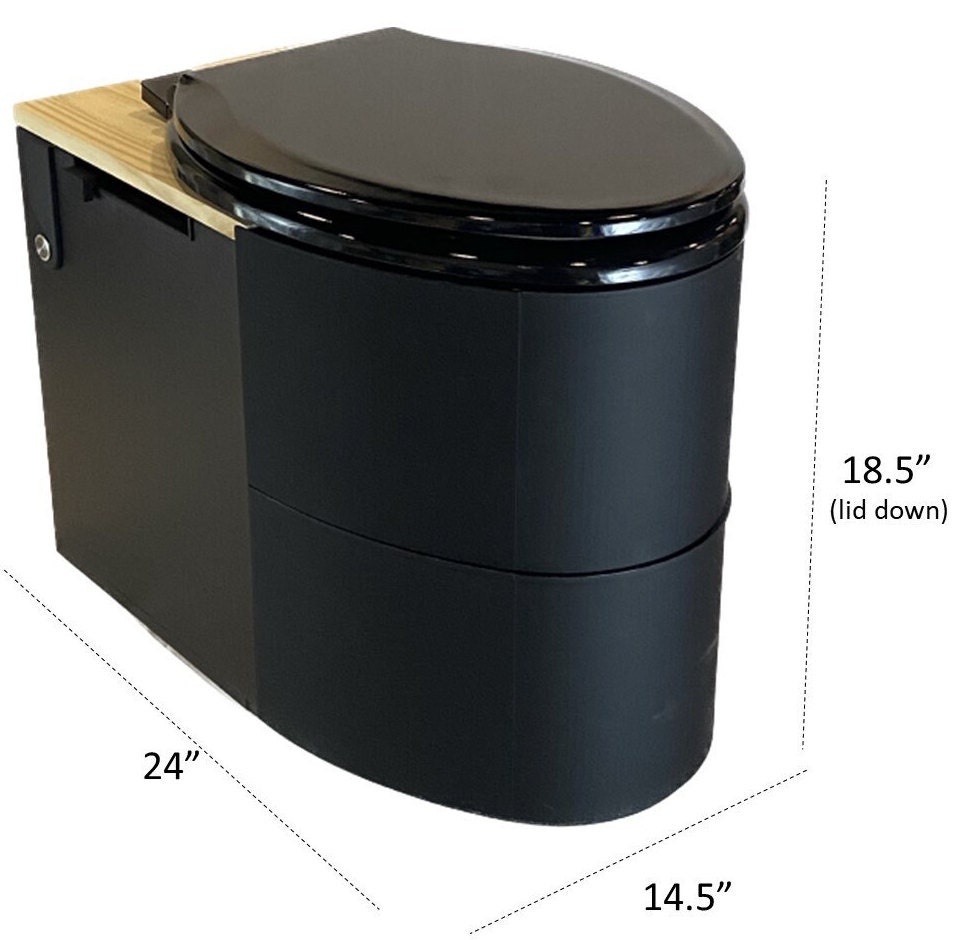 Composting Toilet Compact & Waterless W/ Urine Diverter and Fan for RV