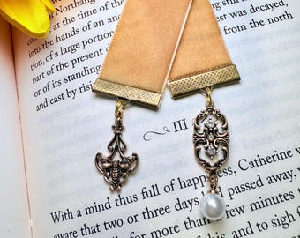 Regency Inspired Bookmark | Gold Velvet Ribbon Bookmark | Jane Austen Gift | Bridgerton Gift | Bookish Gift | BookBlossomsUS