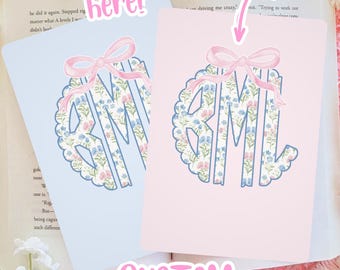 Custom Grandmillennial Monogram Kindle Insert | Personalized Initial Kindle Insert | Cute Kindle Accessories | BookBlossomsUS