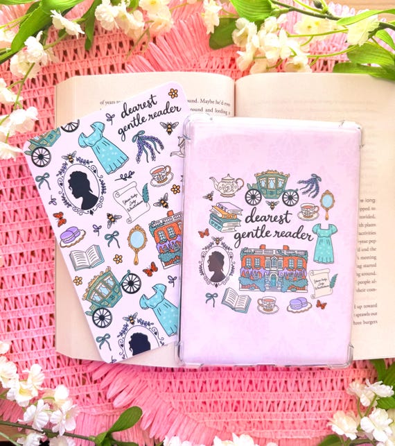 Dearest Gentle Reader Kindle Insert | Regency Romance E-Reader Insert | The Ton Pink Floral Kindle Decor | BookBlossomsUS