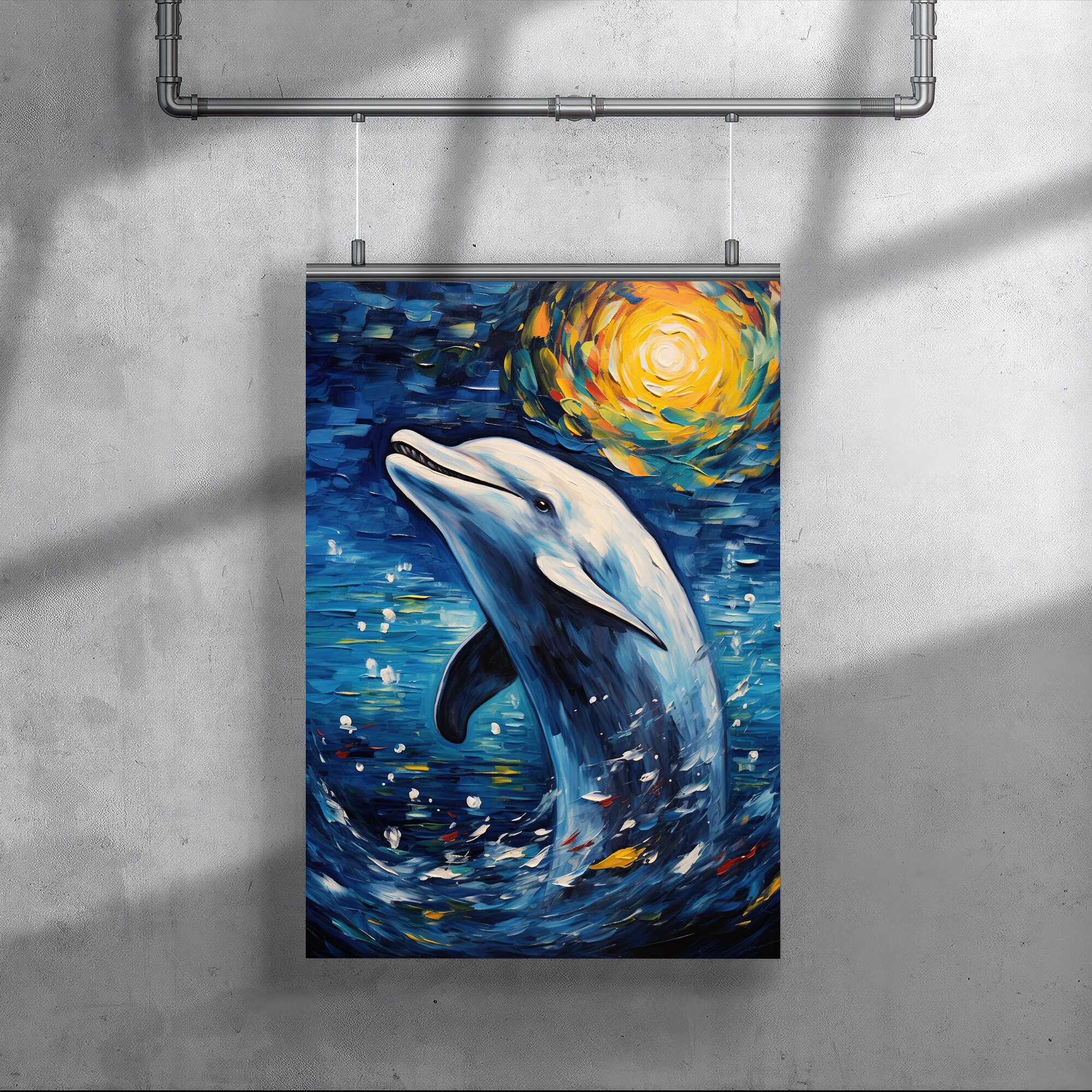 Abstract Dolphin PRINTABLE ART Oil Painting Decor Sea Life Print Ocean ...