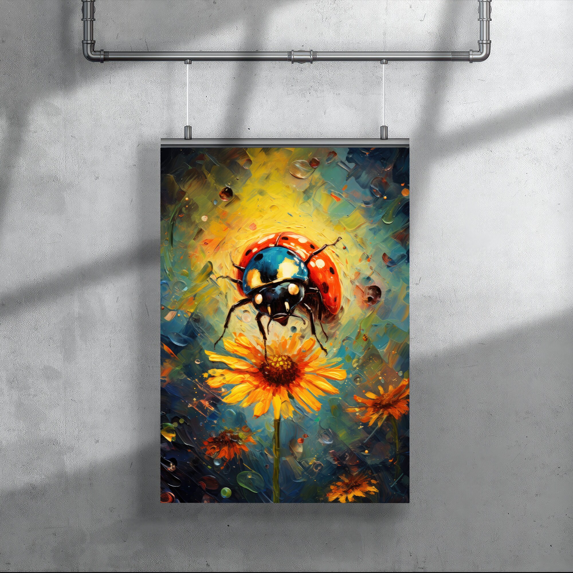 Abstract Ladybug PRINTABLE ART Oil Painting Decor Insects Print Bug ...