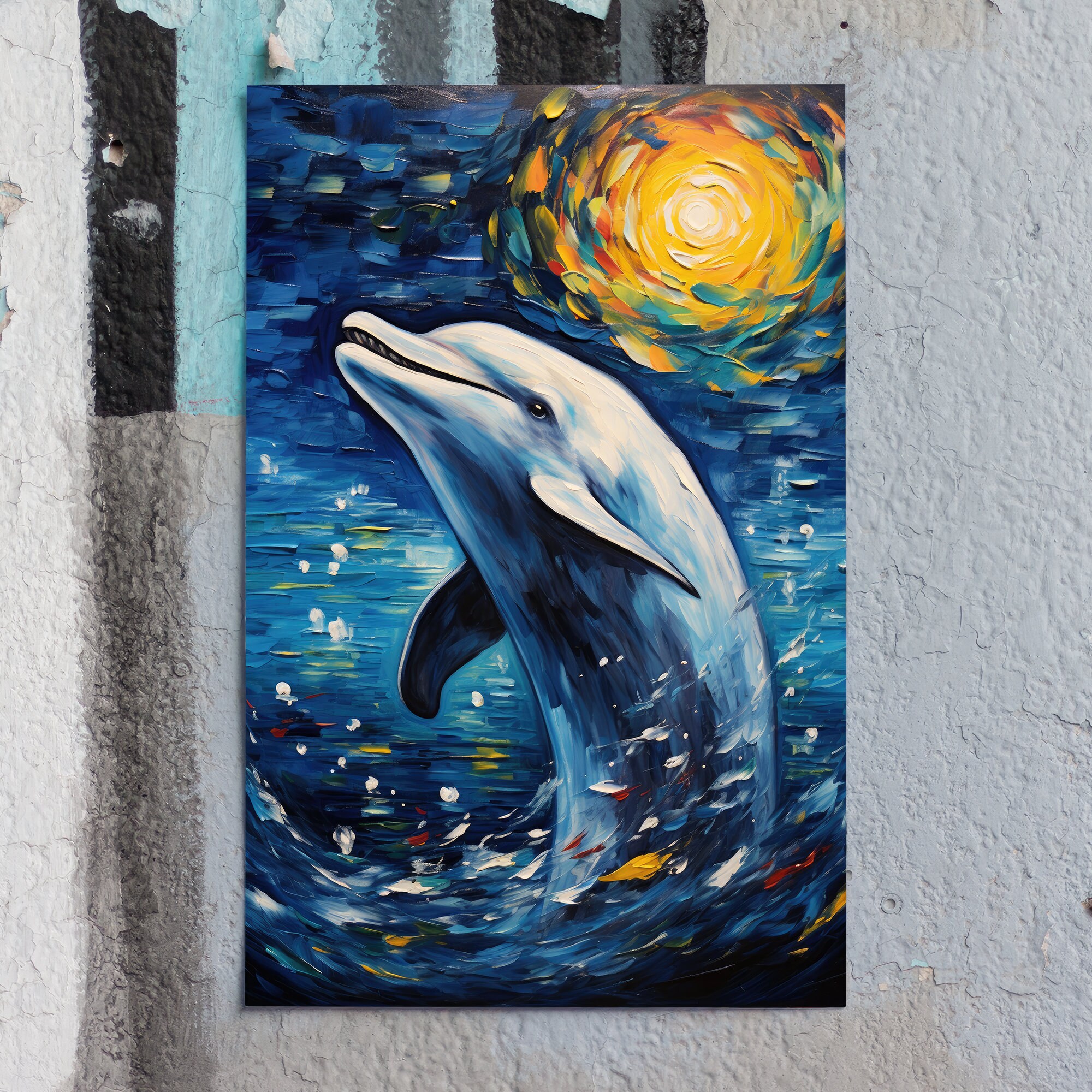 Abstract Dolphin PRINTABLE ART Oil Painting Decor Sea Life Print Ocean ...