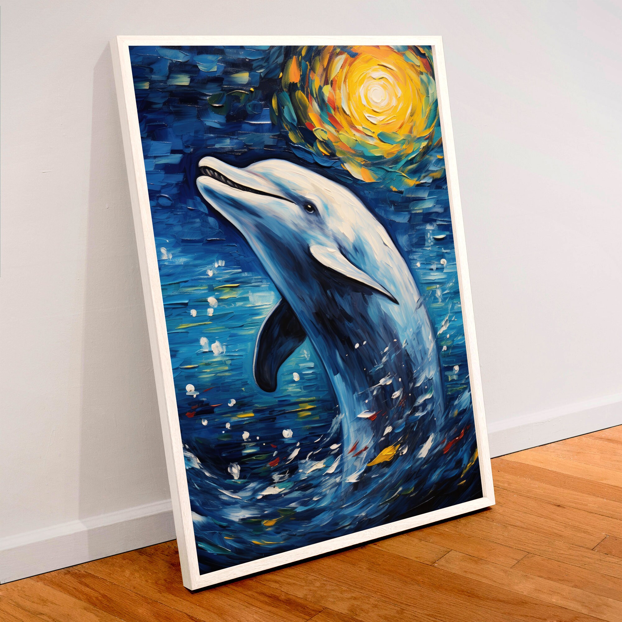 Abstract Dolphin PRINTABLE ART Oil Painting Decor Sea Life Print Ocean ...