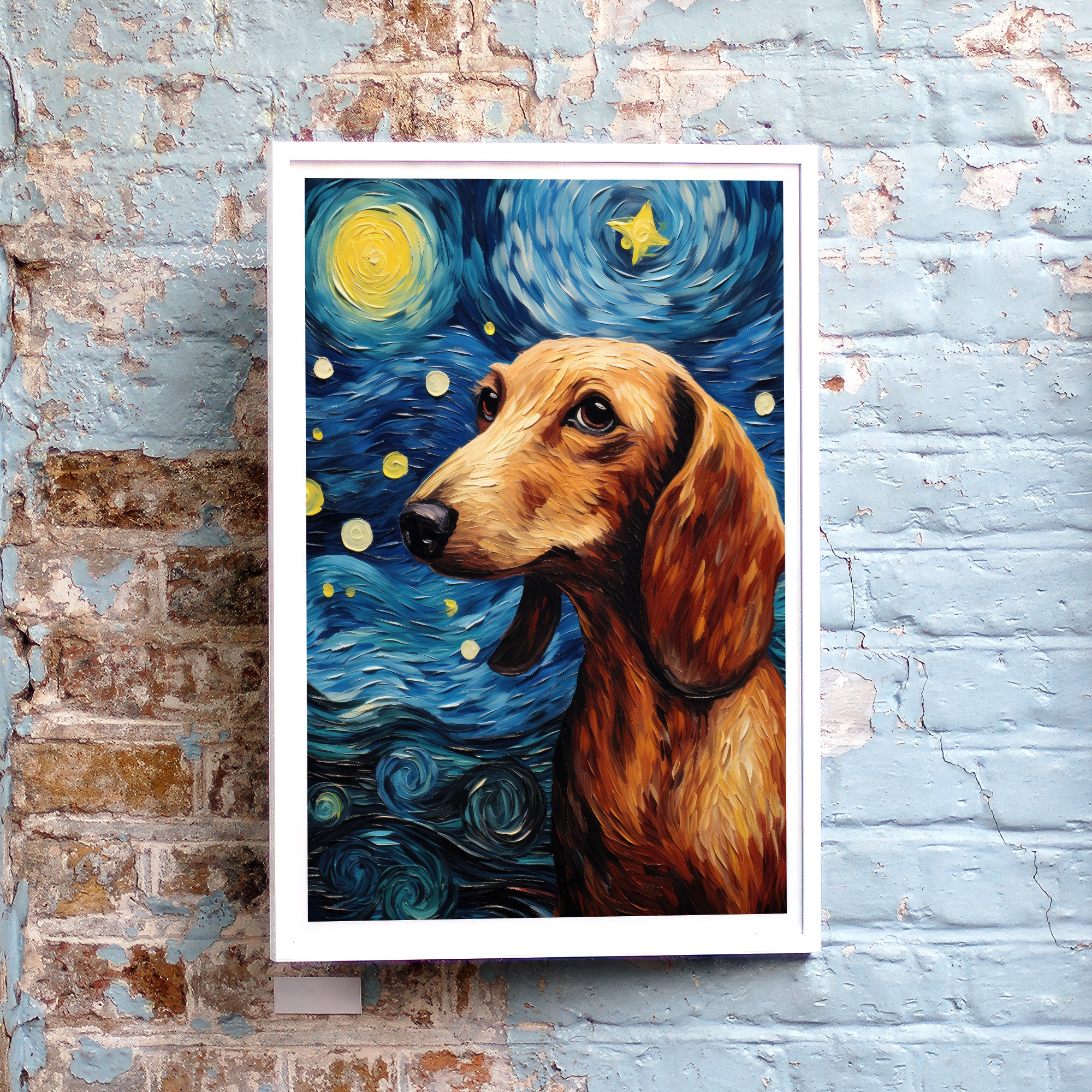Van Gogh Dachshund PRINTABLE ART Oil Painting Decor Dogs Print Etsy