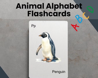 Animal Alphabet Digital Printable Flash Cards Learning Tool for Education Fun Learning Activities for Kids with Animal Printable Flashcards