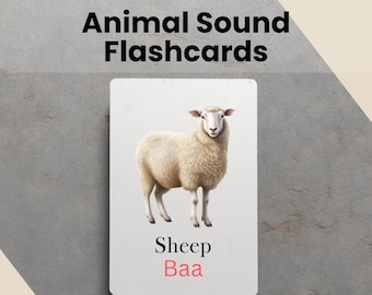 Cartões flash imprimíveis com som de animal, ferramenta de aprendizagem para educação, atividades de aprendizagem divertidas para crianças com cartões flash imprimíveis de animais