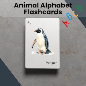 Animal Alphabet Digital Printable Flash Cards Learning Tool for Education Fun Learning Activities for Kids with Animal Printable Flashcards