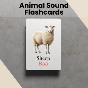 Cartões flash imprimíveis com som de animal, ferramenta de aprendizagem para educação, atividades de aprendizagem divertidas para crianças com cartões flash imprimíveis de animais