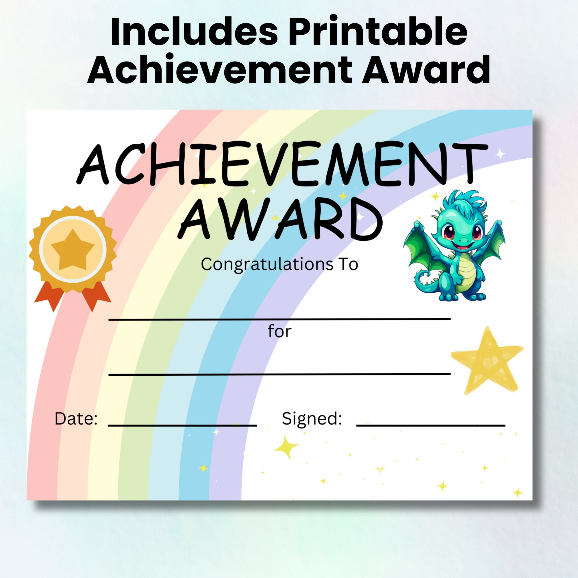 Dragon Reward Chart for Kids With Printable Achievement Award and Idea ...