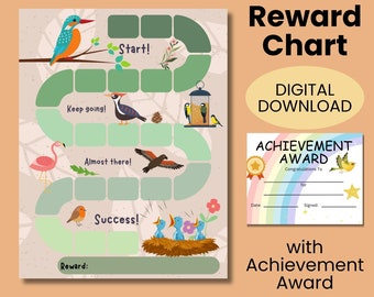 Bird Reward Chart for Kids with Printable Achievement Award and Idea List