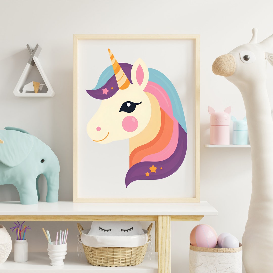 Unicorn Printable Wall Art for Kids With Colorful Nursery Kid Art for