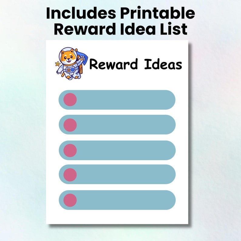 Animal Space Reward Chart for Kids With Printable Achievement Award and ...