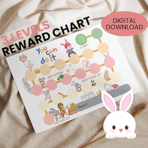 Rabbit Reward Chart for Kids with Printable Achievement Award and Idea List for Kid Reward Chart