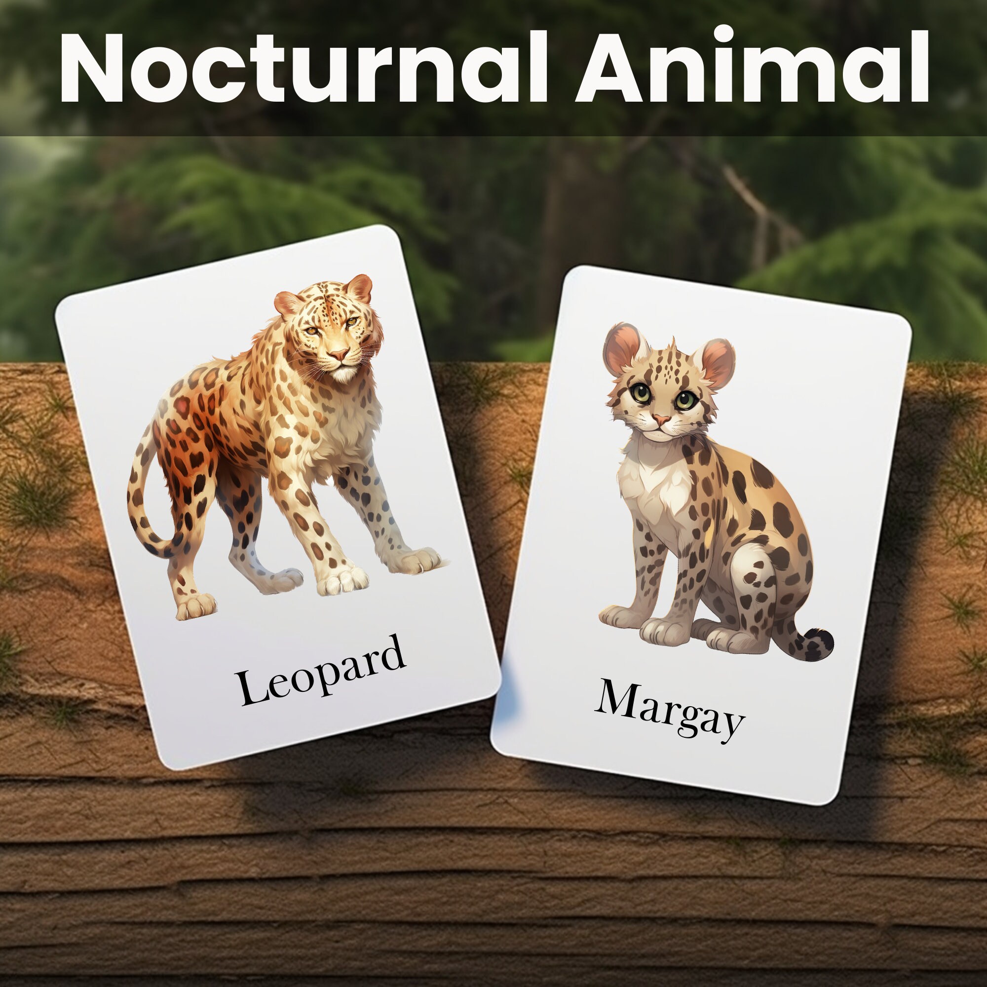 Nocturnal Animal Printable Flash Cards Learning Tool for Education ...