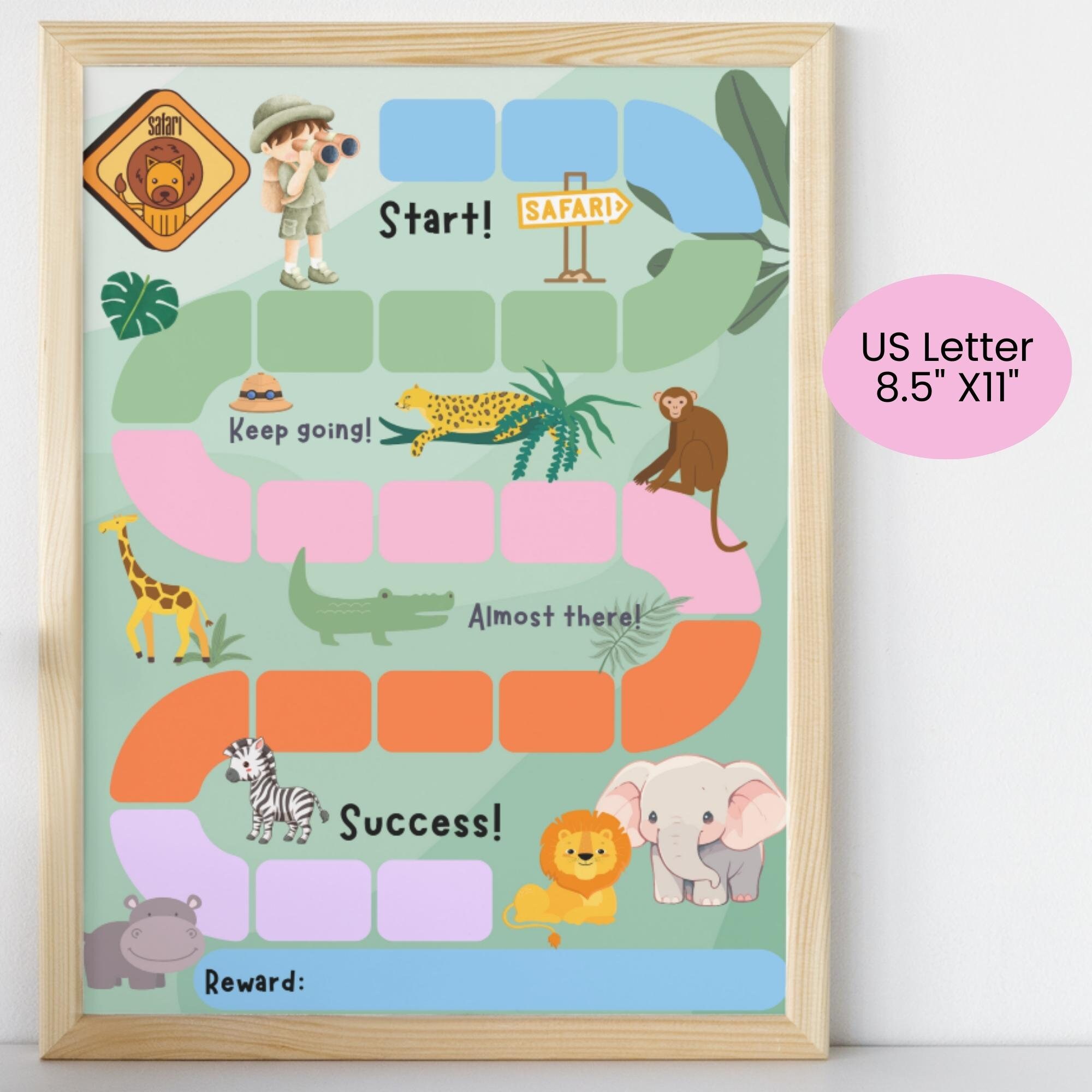 Safari Reward Chart for Kids With Printable Achievement Award and Idea ...