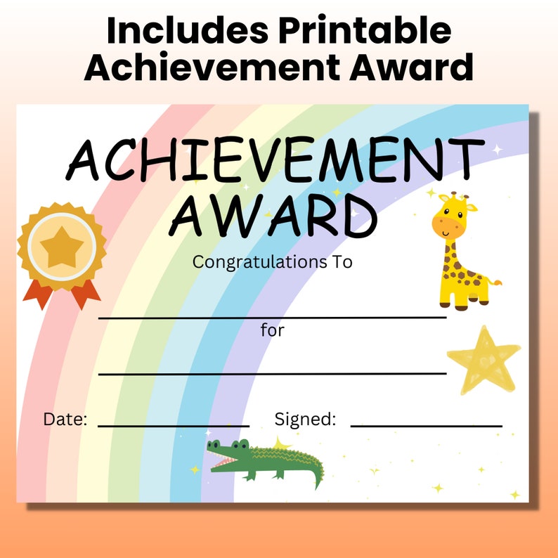 Zoo Reward Chart for Kids With Printable Achievement Award and Idea ...