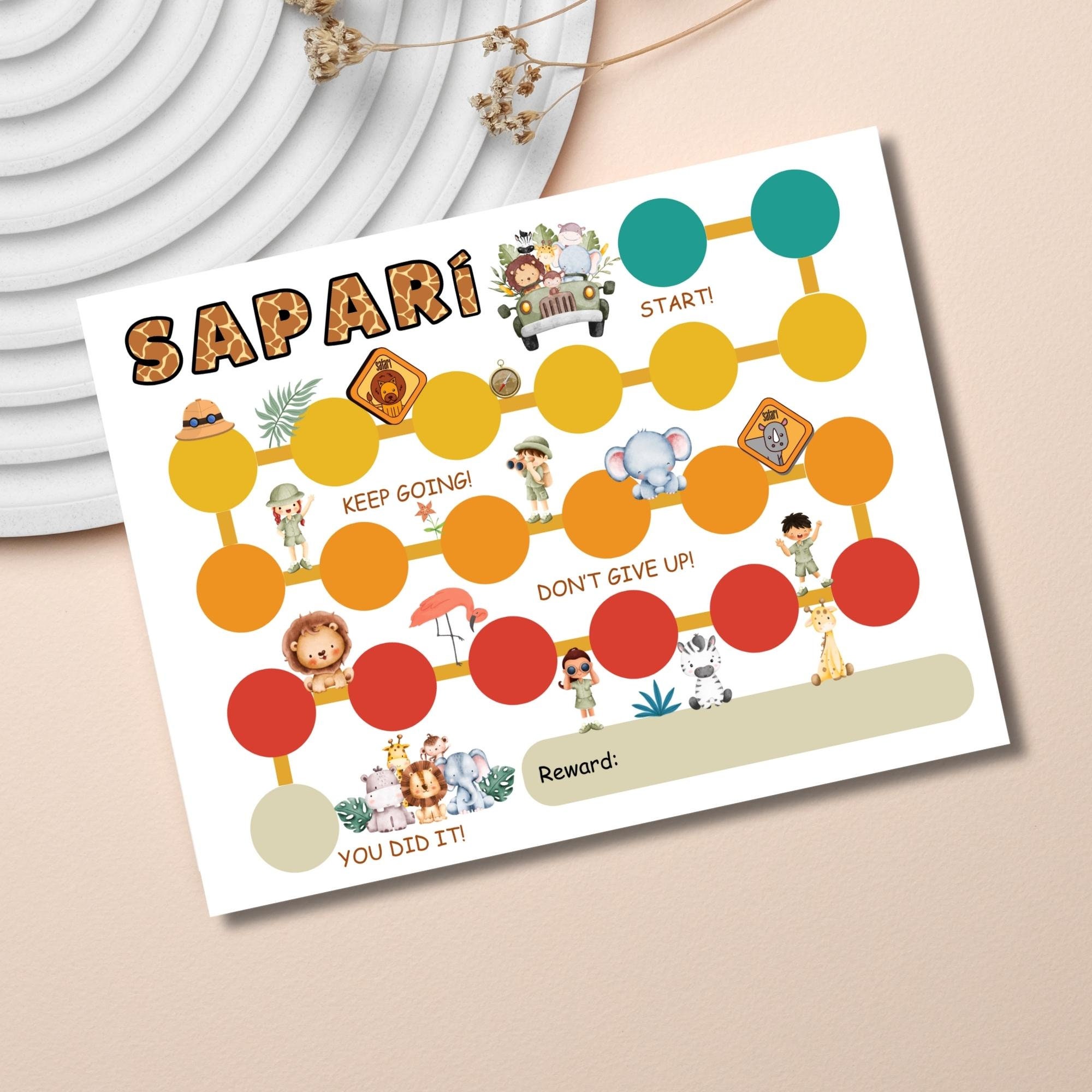 Safari Animal Reward Chart for Kids With Printable Achievement Award ...
