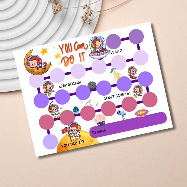 Monkey Astronaut Reward Chart for Kids With Printable Achievement Award and Idea List Prints ...