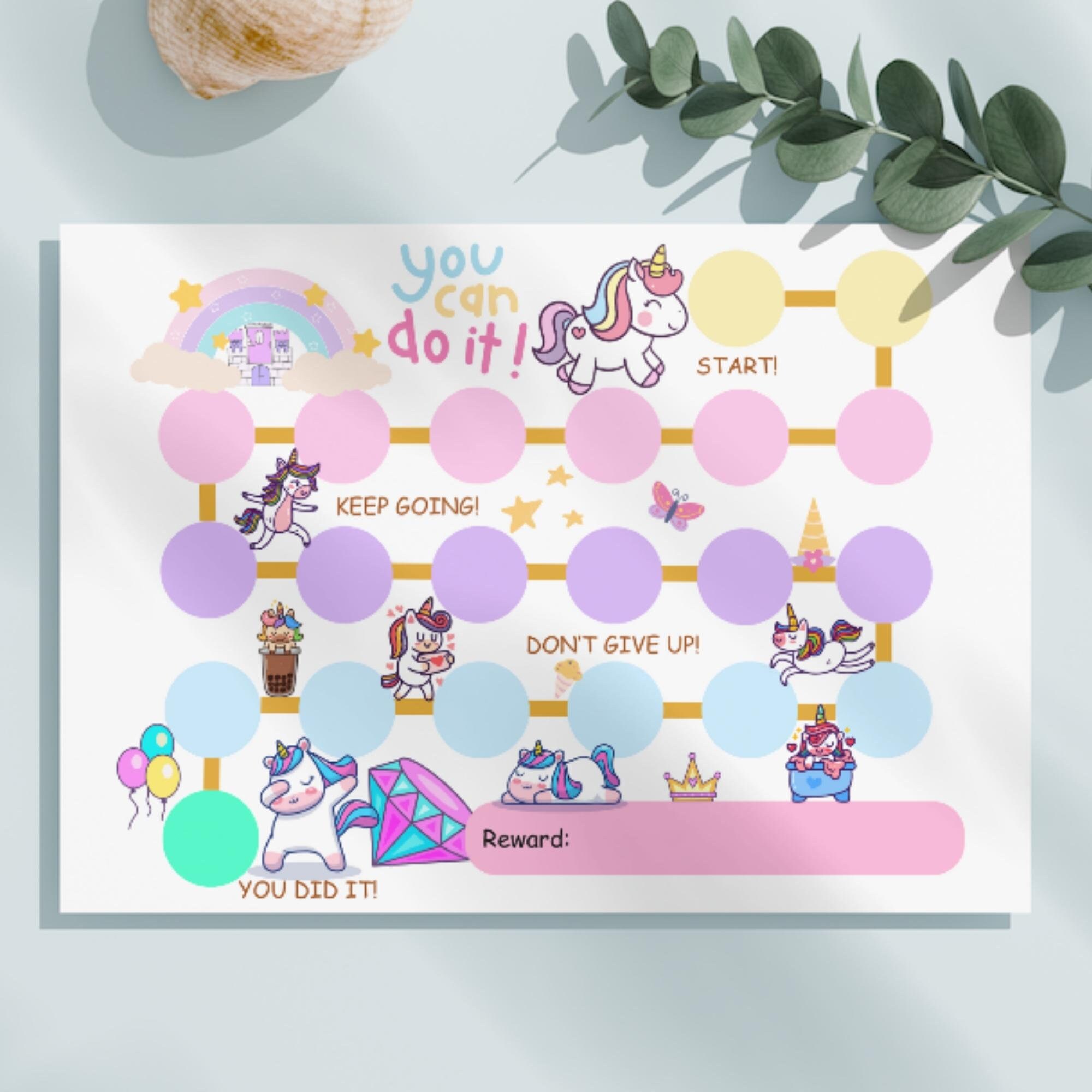 Unicorn Reward Chart for Kids With Printable Achievement Award and Idea ...