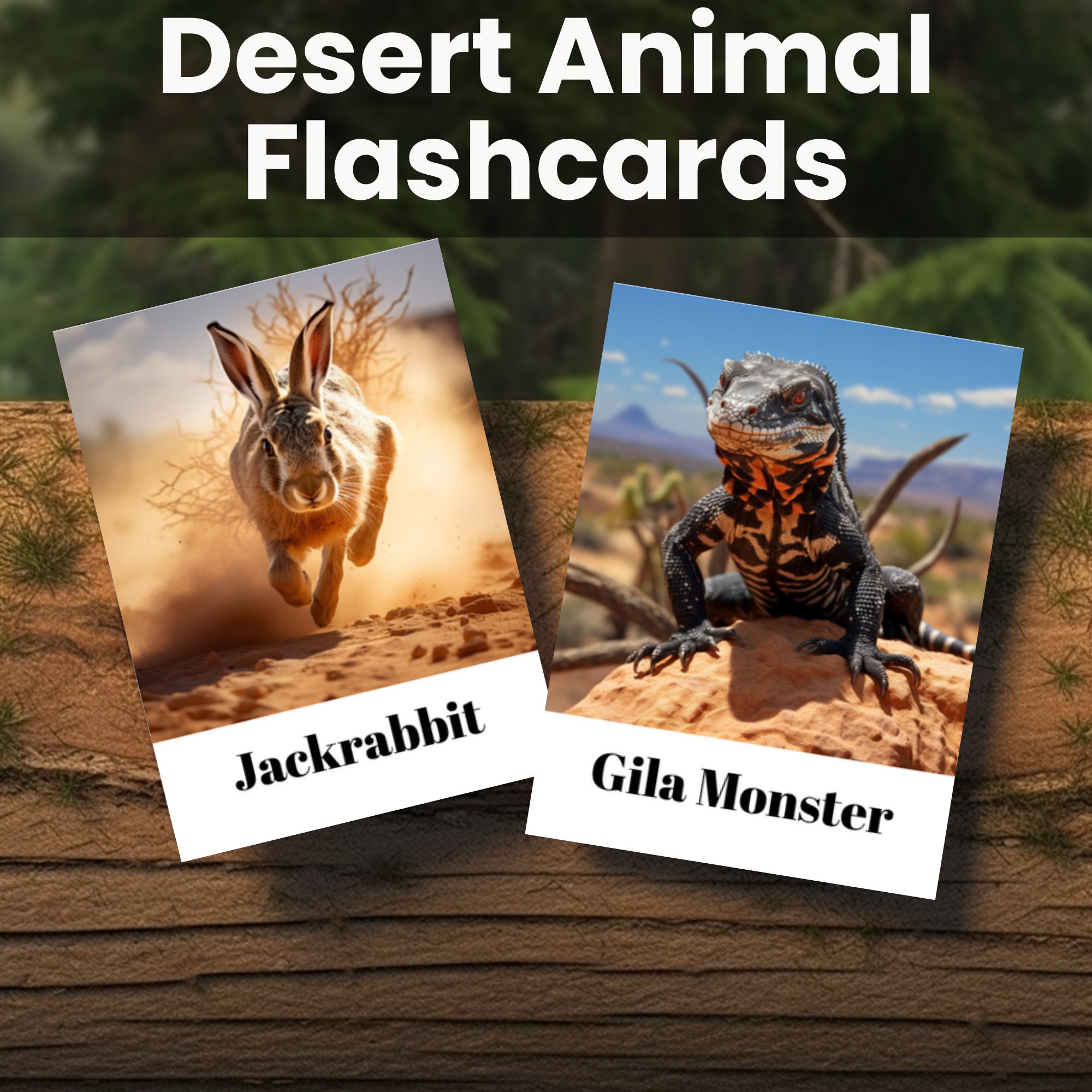 Desert Animal Flashcards Educational Printable Flashcards for Kids