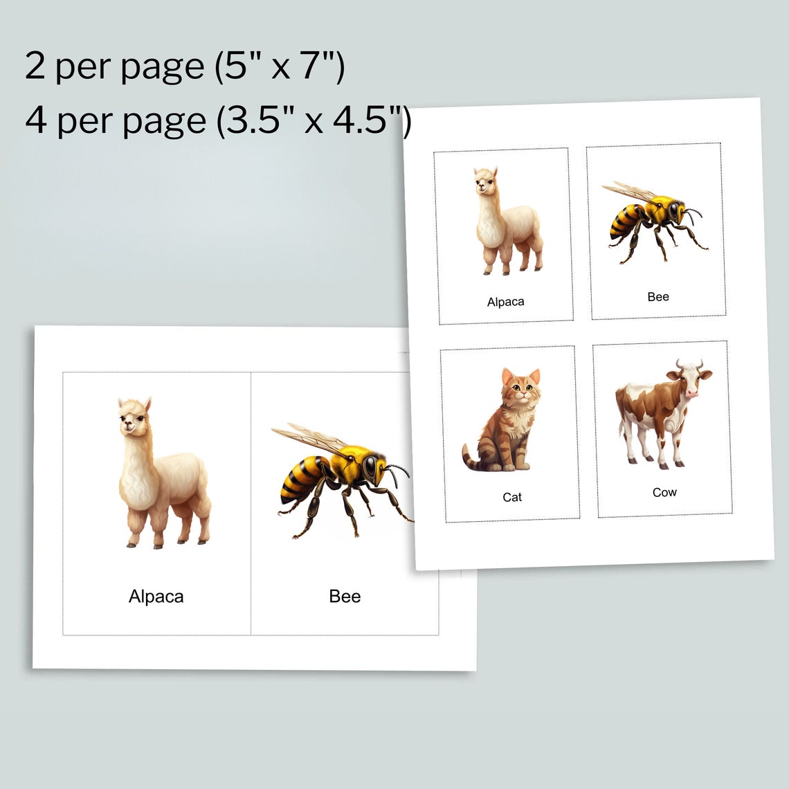Farm Animal Digital Printable Flash Cards Learning Tool for Education ...