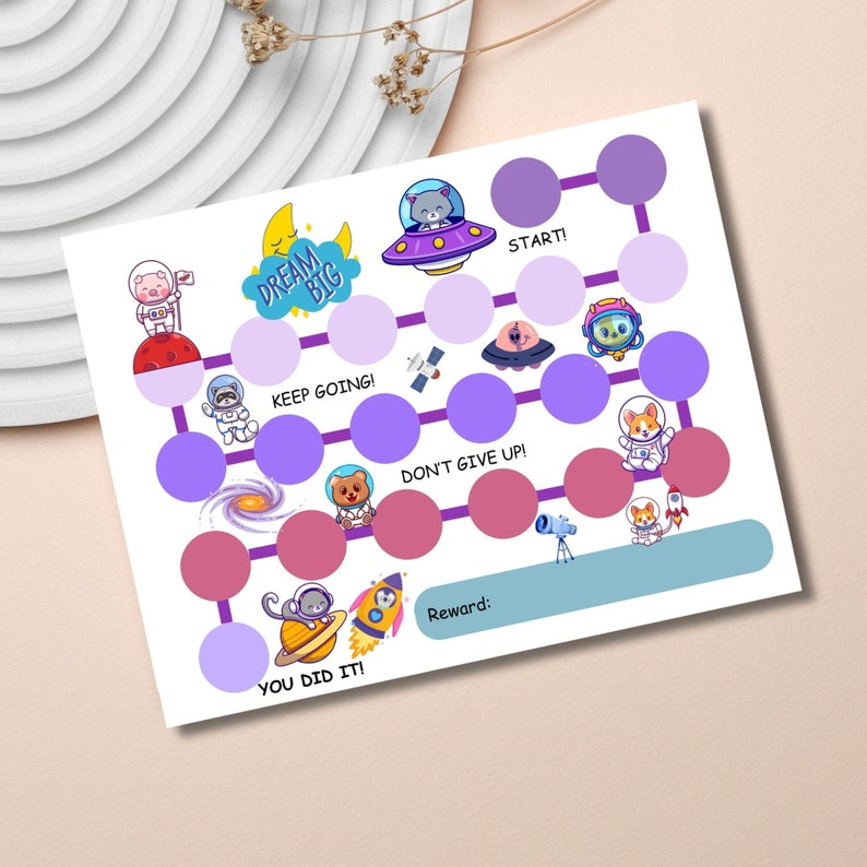 Animal Space Reward Chart for Kids With Printable Achievement Award and ...