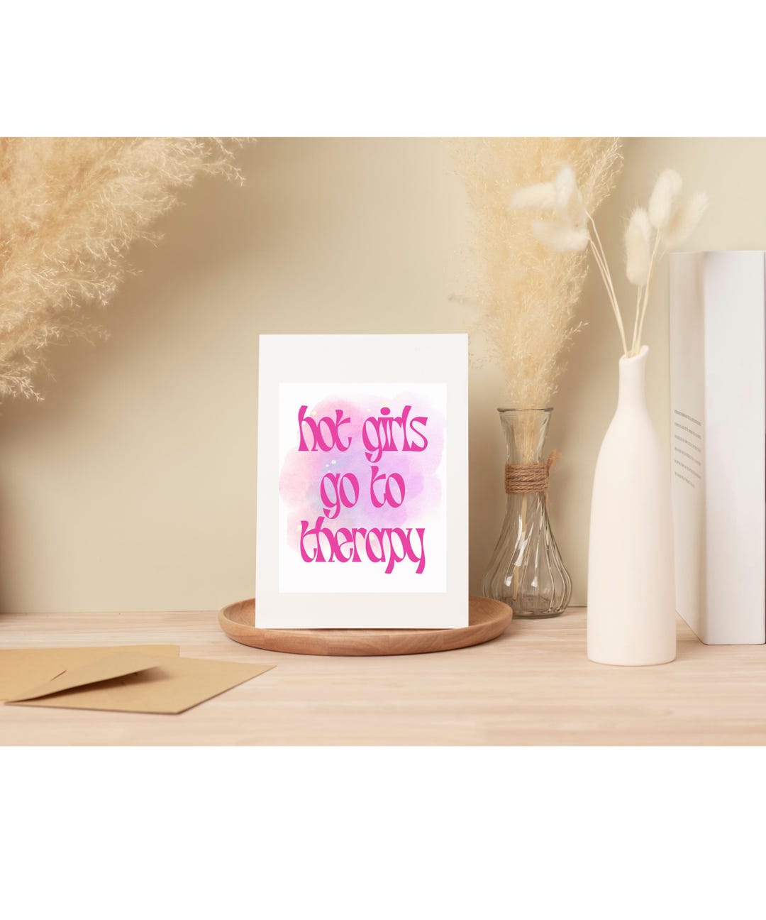 Hot Girls Go to Therapy Art Print| Pink Inspirational Quote| Mental ...