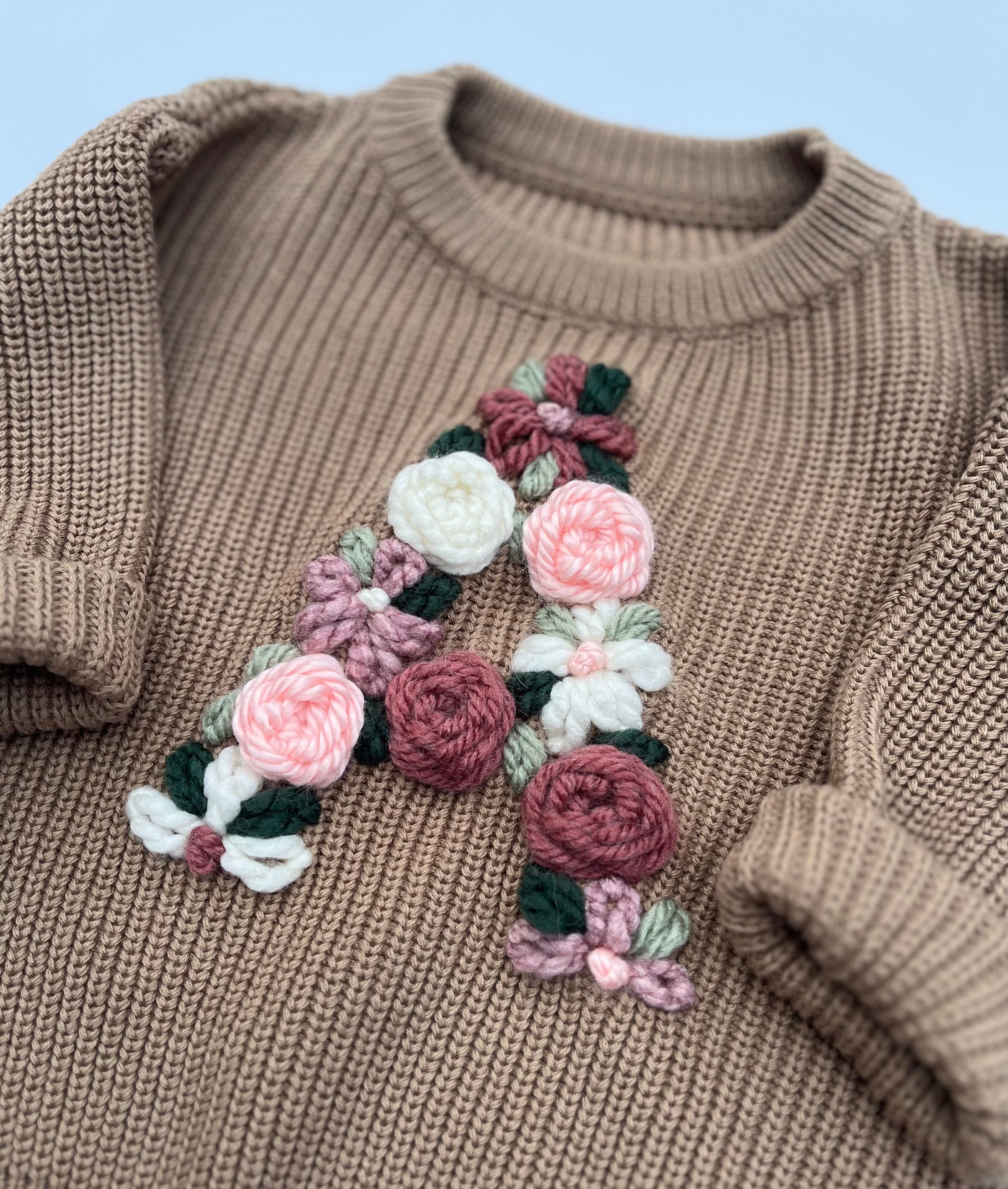Embroidered Flower Signature Organic Baby Sweater main image 1