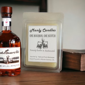 One Bourbon, One Scotch Wax Melts (Kentucky Bourbon and Butterscotch) 2oz All Natural Beeswax