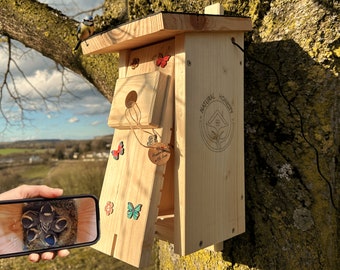 Casa para pájaros (caja nido) de alta calidad con cámara para observar aves