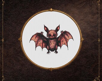 Cute Halloween Bat Cross Stitch Pattern – Adorable Spooky Bat PDF, Gothic Decor, Low Confetti, Pattern Keeper Compatible