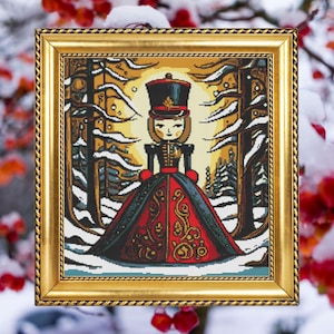 Enchanting Lady Nutcracker - Festive Cross Stitch Pattern Festive DIY Embroidery - Instant Download PDF - Whimsical Holiday Needlework
