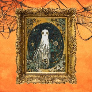 Victorian Floral Ghost Cross Stitch Pattern, Eerie Halloween Embroidery Design, Gothic Samhain PDF, Spooky Instant Download