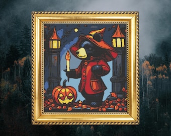 Patrón de punto de cruz de oso embrujado / Halloween gótico wicca (PDF)