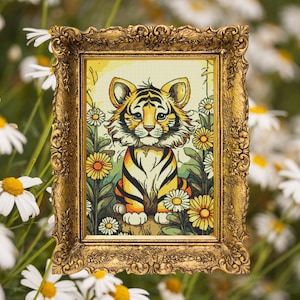 Cute Tiger Cross Stitch Pattern for Beginners Home Decor, Pattern Keeper Compatible, Low Confetti, Easy Needlework Design