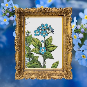 Vergissmeinnicht Kreuzstich Muster PDF | Zierliche blaue Blumen Stickdatei, Stickdatei Botanische | Anfängerfreundlich | Pattern keeper Kompatibel