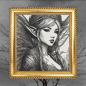 Fairy Cross Stitch Pattern - DIY Fantasy Embroidery - Instant Download PDF - Enchanting Mythical Needlework