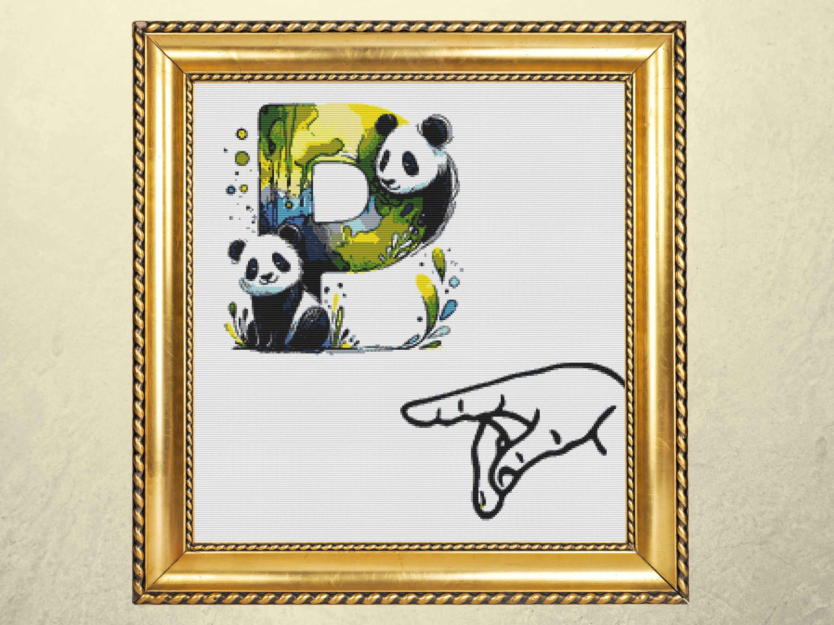 パンダページ Panda Alphabet Cross Stitch Pattern PDF | ASL Sign Language Letter