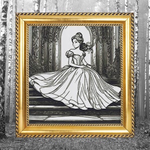 Cinderella Embroidery - Magical Fairy Tale Decor -Charming Princess Portrait Stitch -Unique Cinderella Craft-Cinderella Cross Stitch Pattern