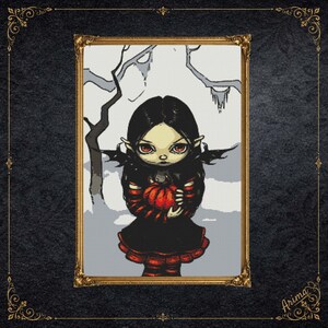 Patrón de punto de cruz de hada calabaza – Arte de Jasmine Becket-Griffith / Bordado de fantasía en PDF / Patrón de punto de cruz de Halloween caprichoso