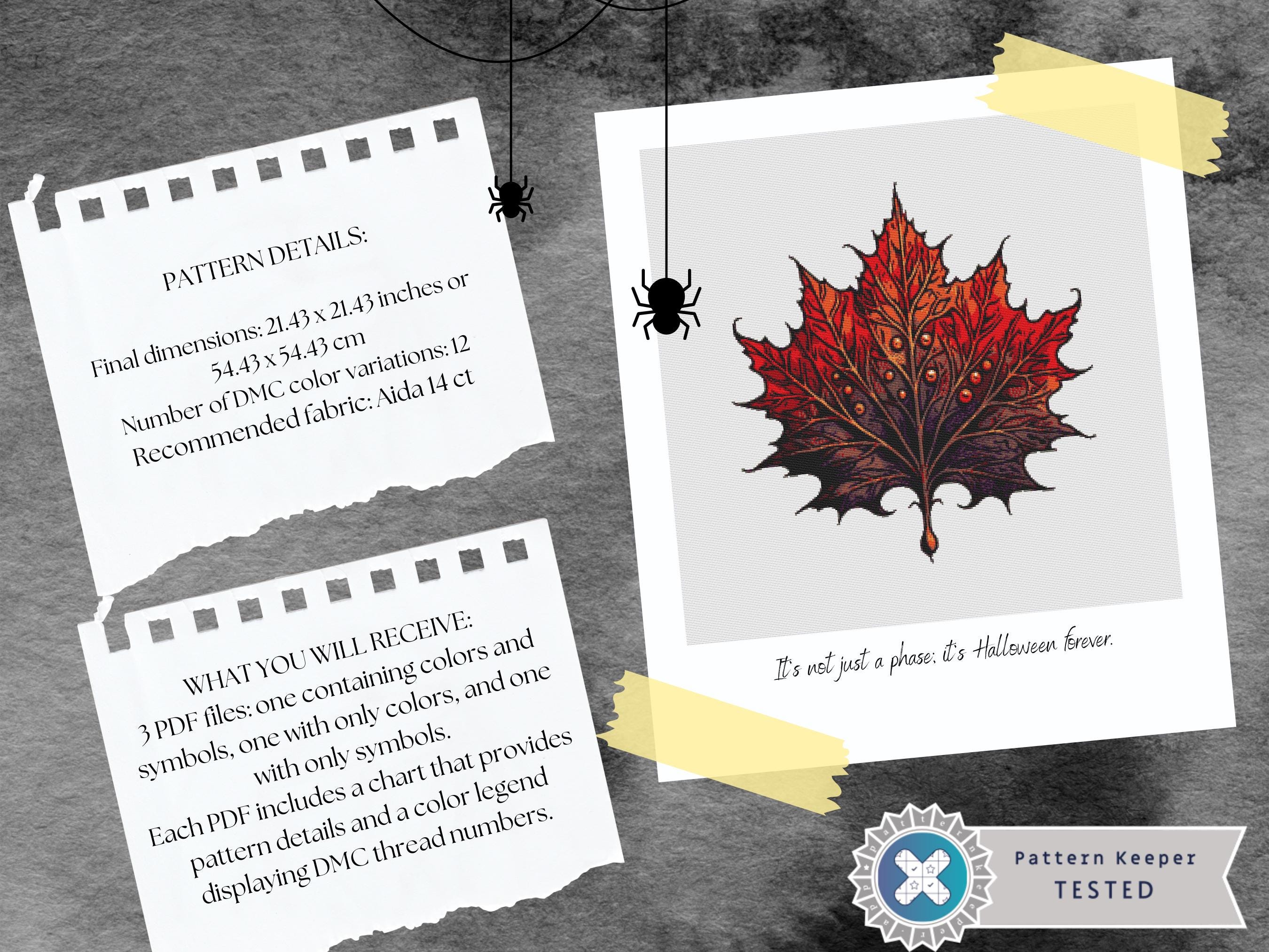Autumn Maple Leaf Cross Stitch Pattern – Intricate Fall Leaf Design PDF ...