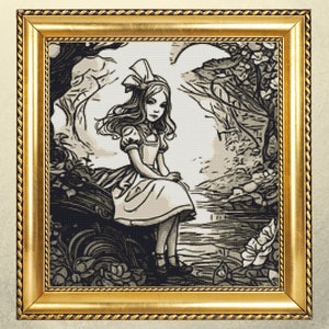 Alice in Wonderland Cross Stitch Pattern - DIY Embroidery - Whimsical ...
